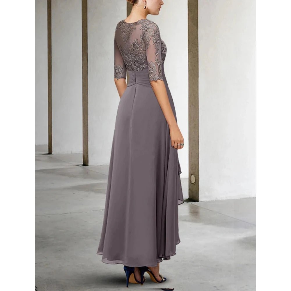 Scoop-Neck Lace Tea-Length Mother of the Bride Dress - Luzilly Bridal & Apparel