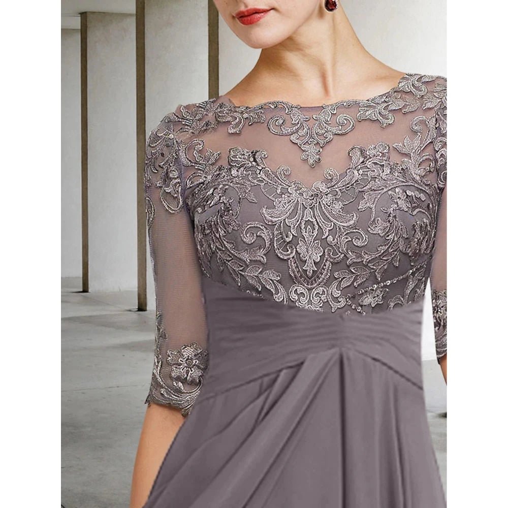 Scoop-Neck Lace Tea-Length Mother of the Bride Dress - Luzilly Bridal & Apparel