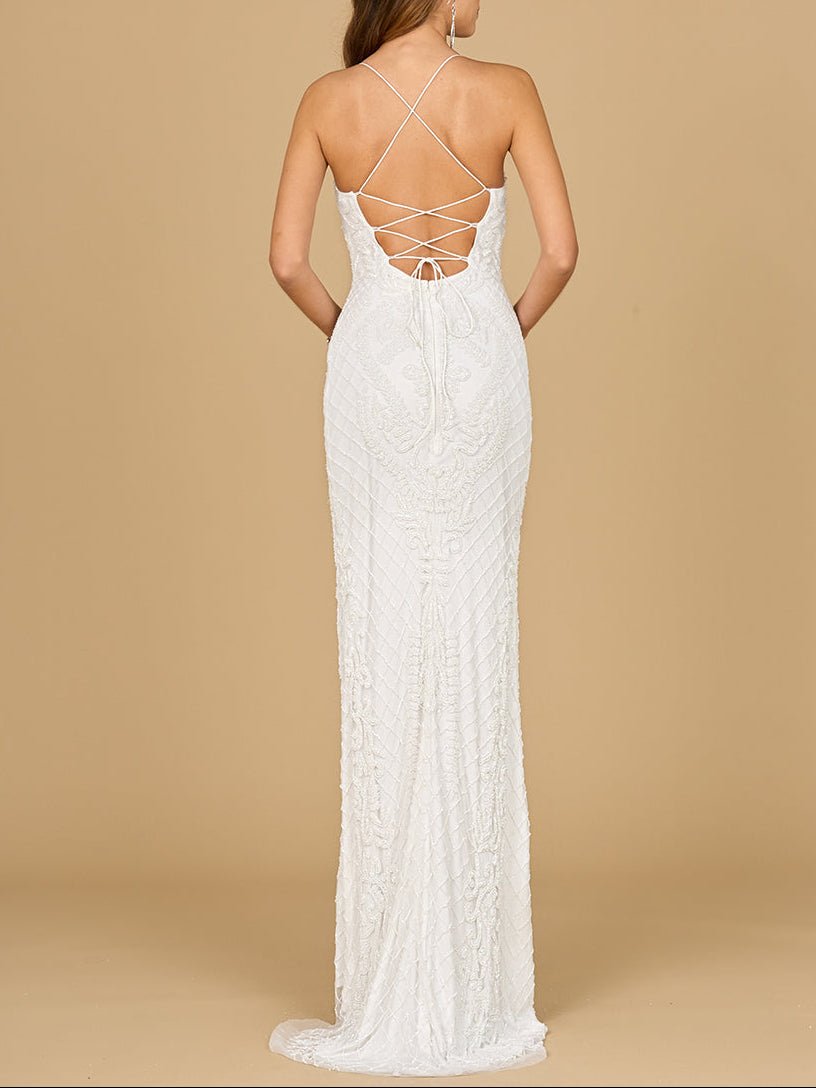 Scoop Neck, Open Back Beaded Bridal Gown - Luzilly Bridal & Apparel