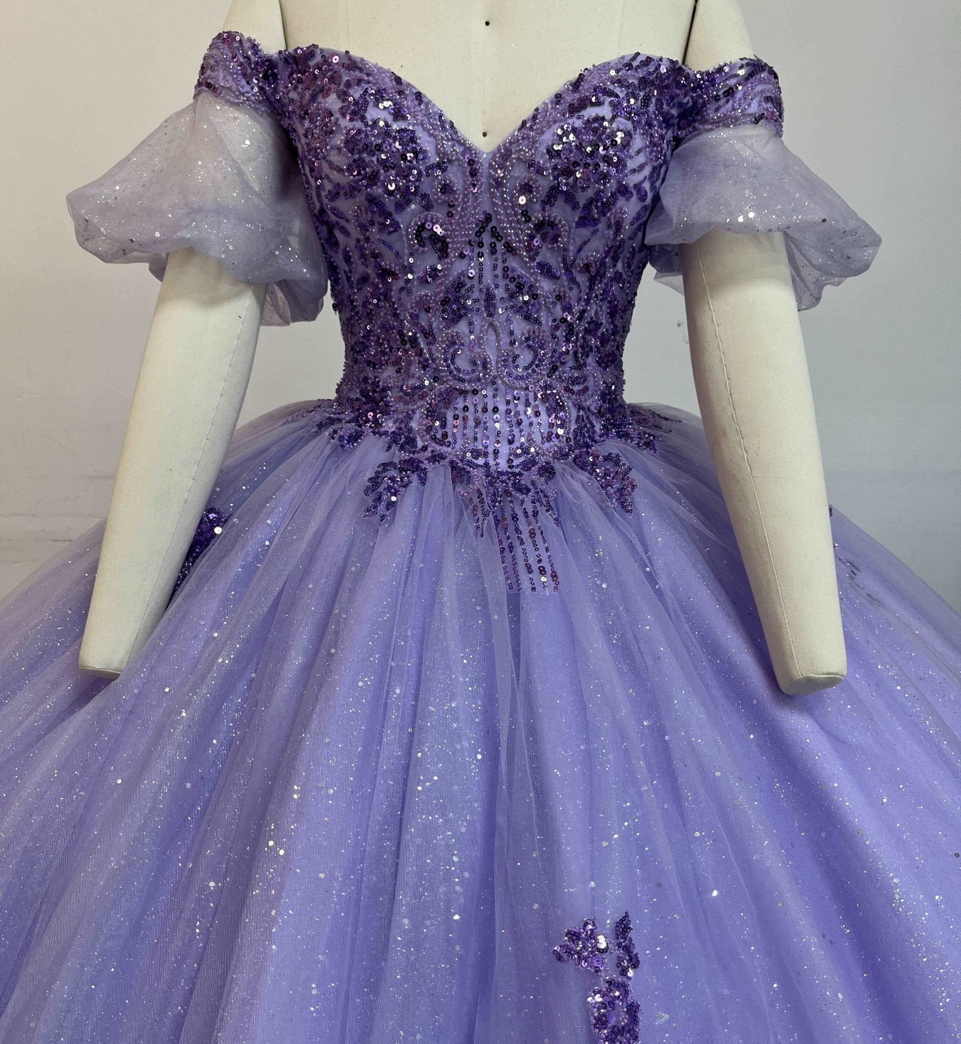 Sequin & Beaded Chiffon Quinceañera Gown - Luzilly Bridal & Apparel