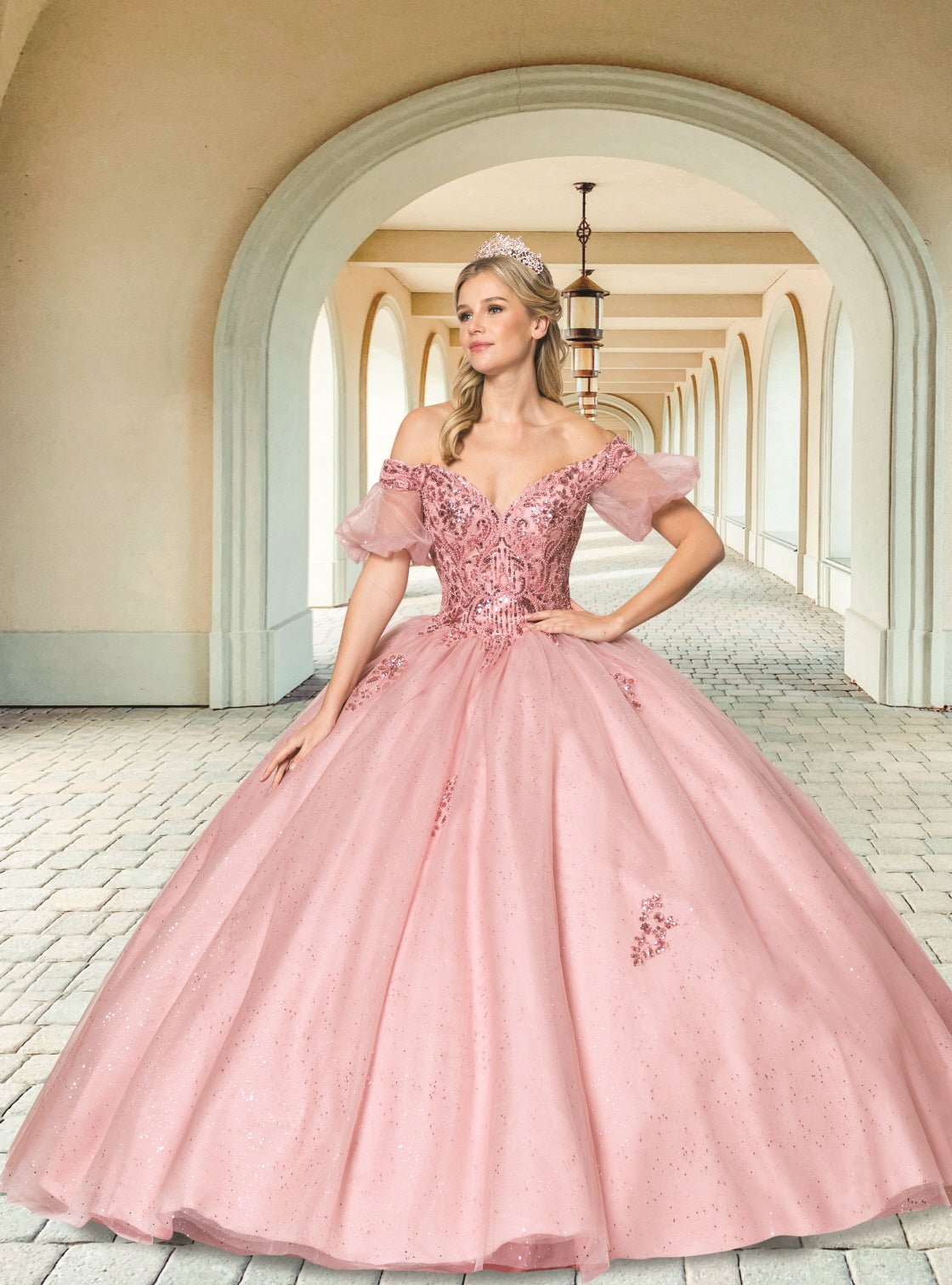 Sequin & Beaded Chiffon Quinceañera Gown - Luzilly Bridal & Apparel