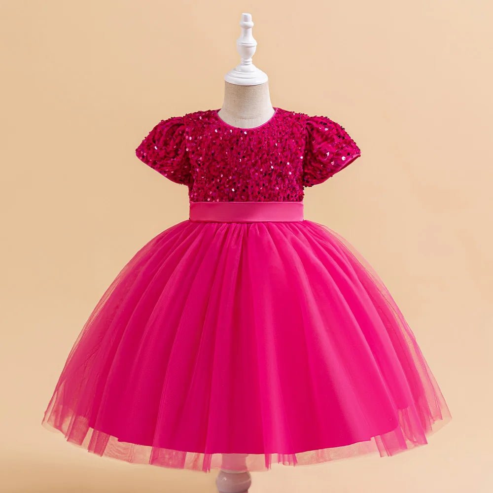 Sequin Bow Party Dress for Girls - Luzilly Bridal & Apparel
