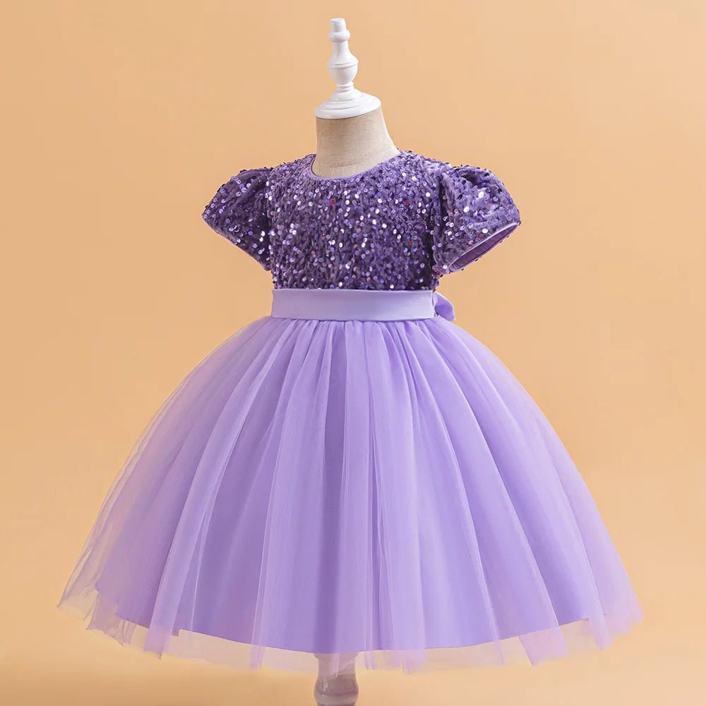 Sequin Bow Party Dress for Girls - Luzilly Bridal & Apparel