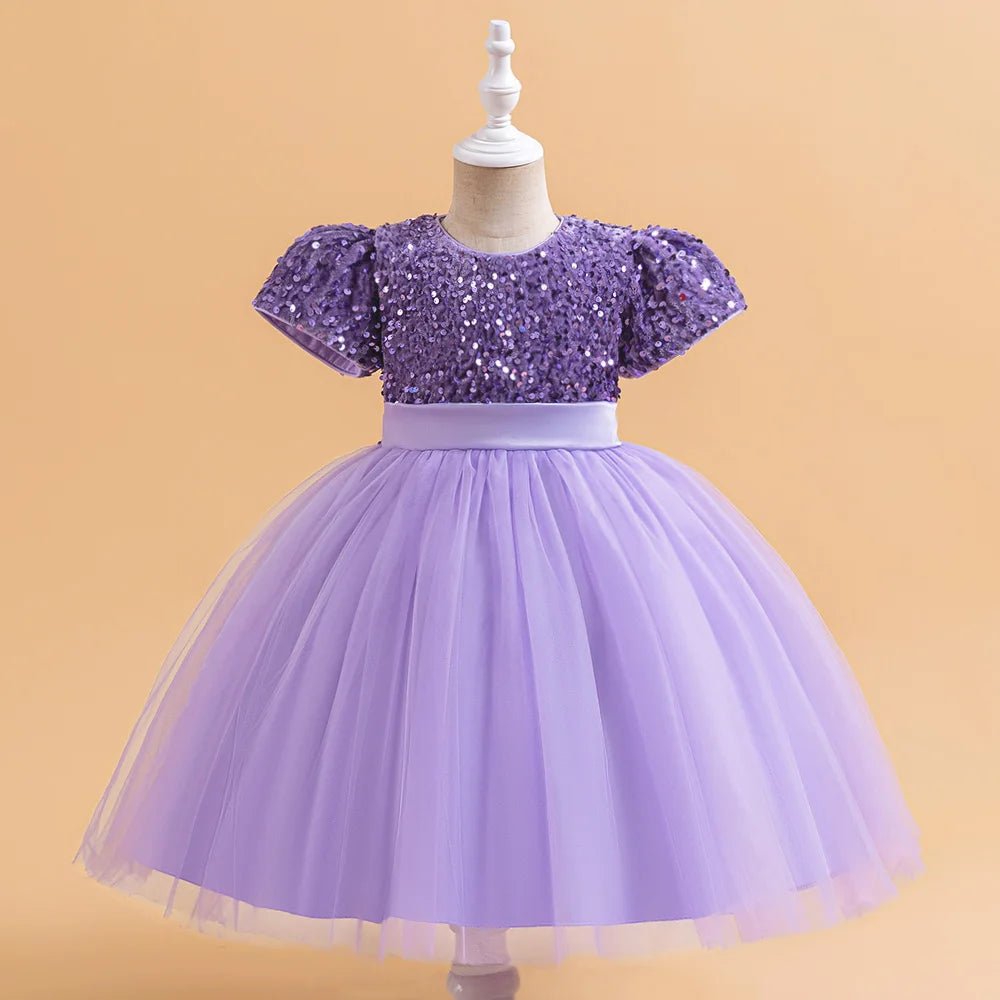 Sequin Bow Party Dress for Girls - Luzilly Bridal & Apparel