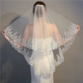 Sequin Edge Two-Tier Fingertip Wedding Veil - Luzilly Bridal & Apparel