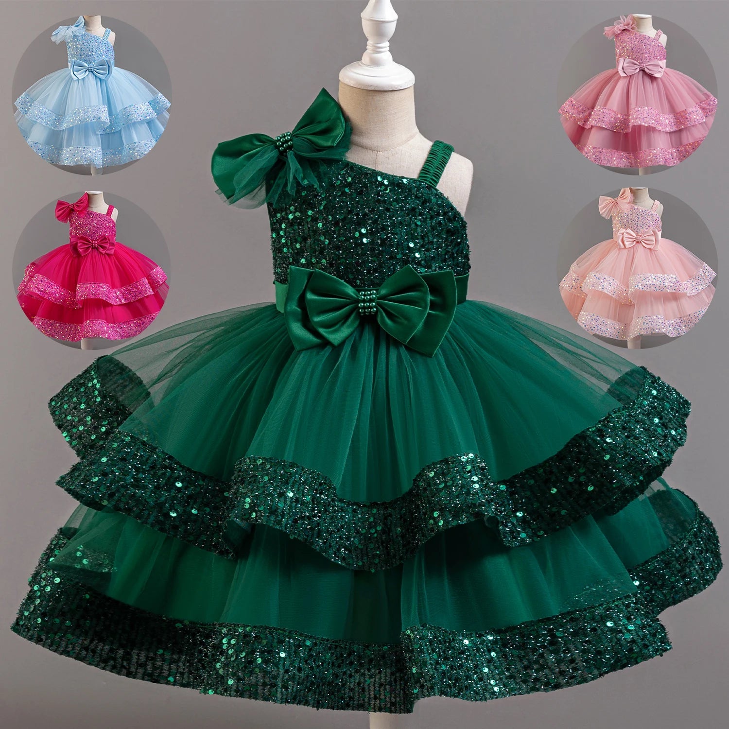 Sequin Flower Sleeveless Flower Girl Dress - Luzilly Bridal & Apparel