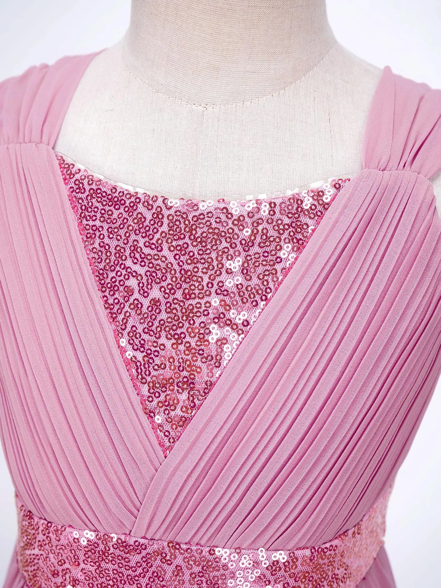 Sequin High-Low Chiffon Flower Girl Dress - Luzilly Bridal & Apparel