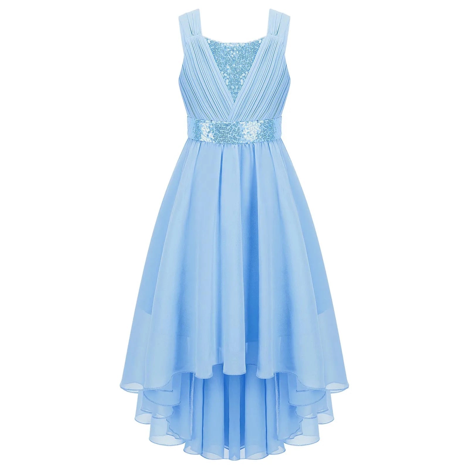 Sequin High-Low Chiffon Flower Girl Dress - Luzilly Bridal & Apparel