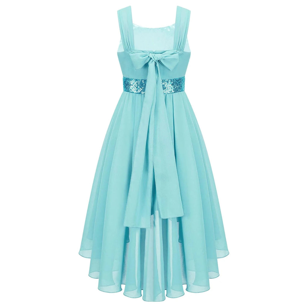 Sequin High-Low Chiffon Flower Girl Dress - Luzilly Bridal & Apparel
