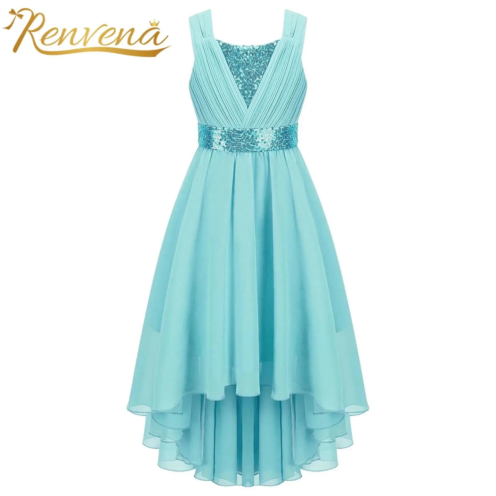 Sequin High-Low Chiffon Flower Girl Dress - Luzilly Bridal & Apparel