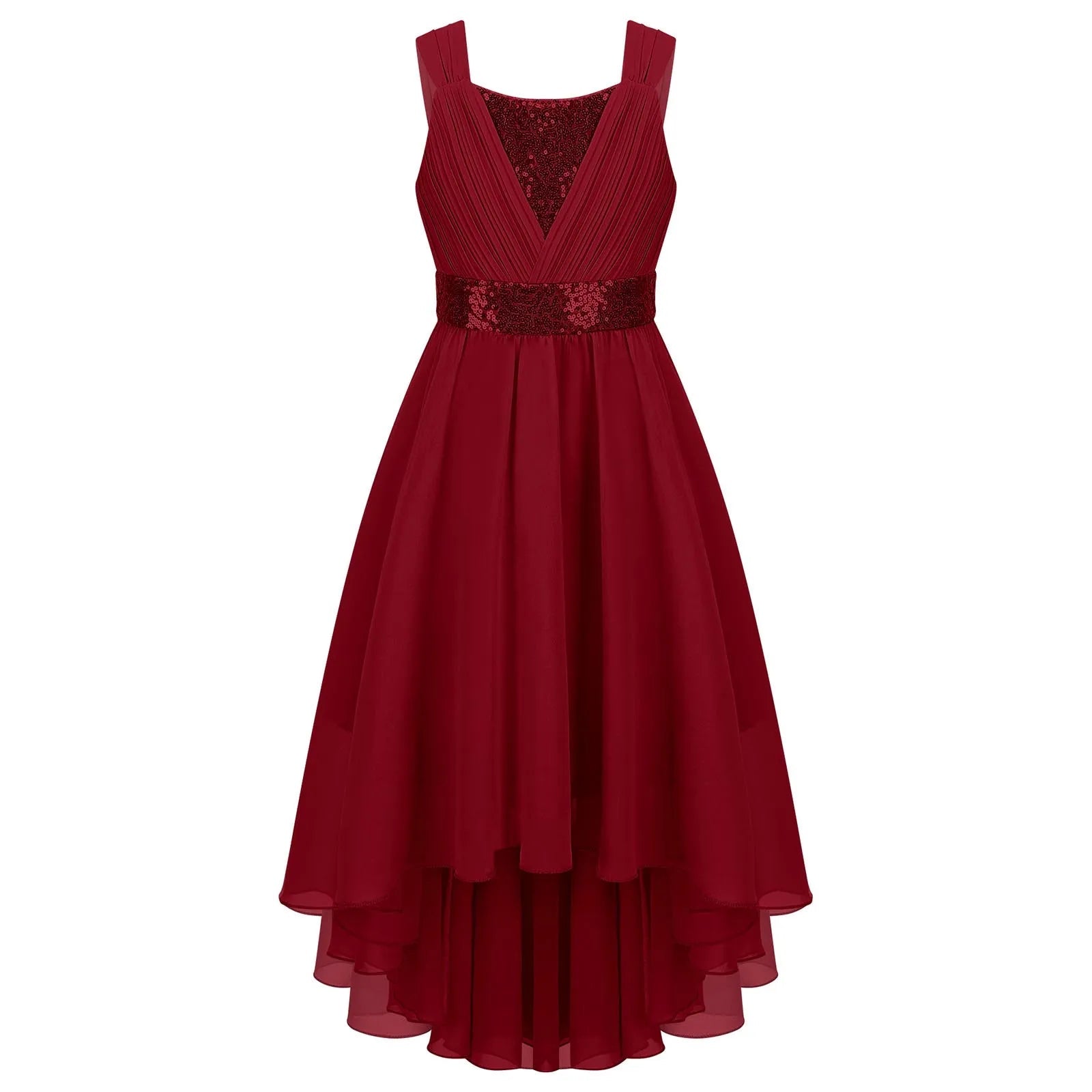 Sequin High-Low Chiffon Flower Girl Dress - Luzilly Bridal & Apparel