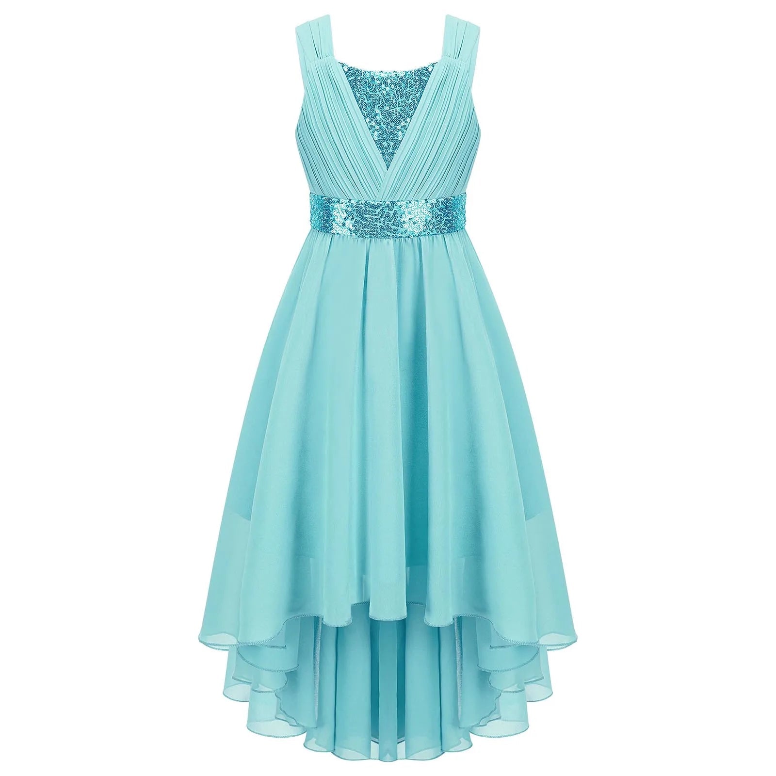 Sequin High-Low Chiffon Flower Girl Dress - Luzilly Bridal & Apparel