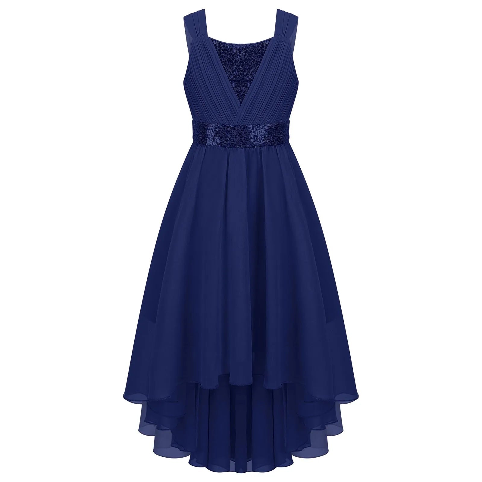 Sequin High-Low Chiffon Flower Girl Dress - Luzilly Bridal & Apparel