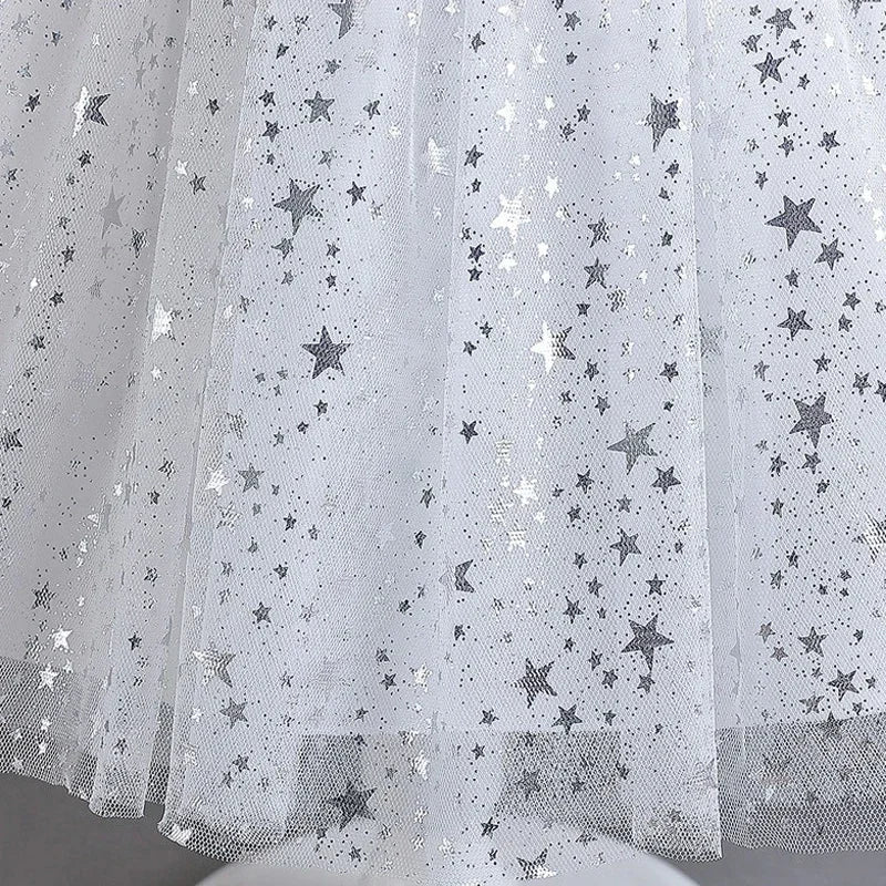 Sequin Lace Mesh Short-Sleeve Girls Party Dress - Luzilly Bridal & Apparel