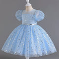 Sequin Lace Mesh Short-Sleeve Girls Party Dress - Luzilly Bridal & Apparel