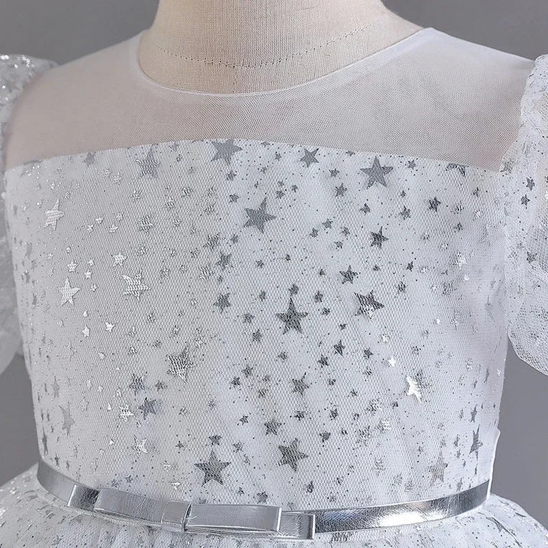 Sequin Lace Mesh Short-Sleeve Girls Party Dress - Luzilly Bridal & Apparel