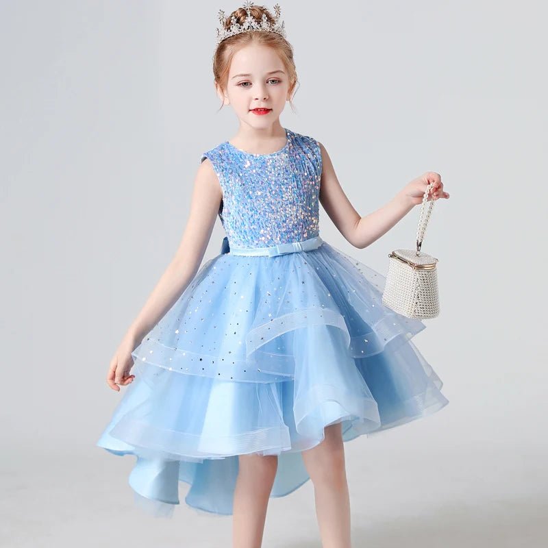 Sequin Lace Mesh Sleeveless Flower Girl Dress - Luzilly Bridal & Apparel