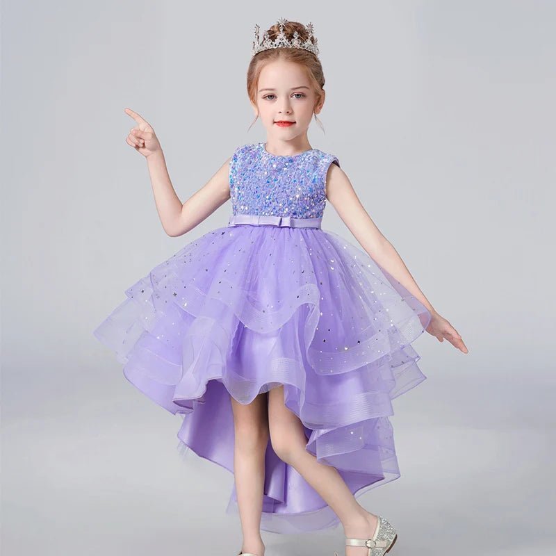 Sequin Lace Mesh Sleeveless Flower Girl Dress - Luzilly Bridal & Apparel