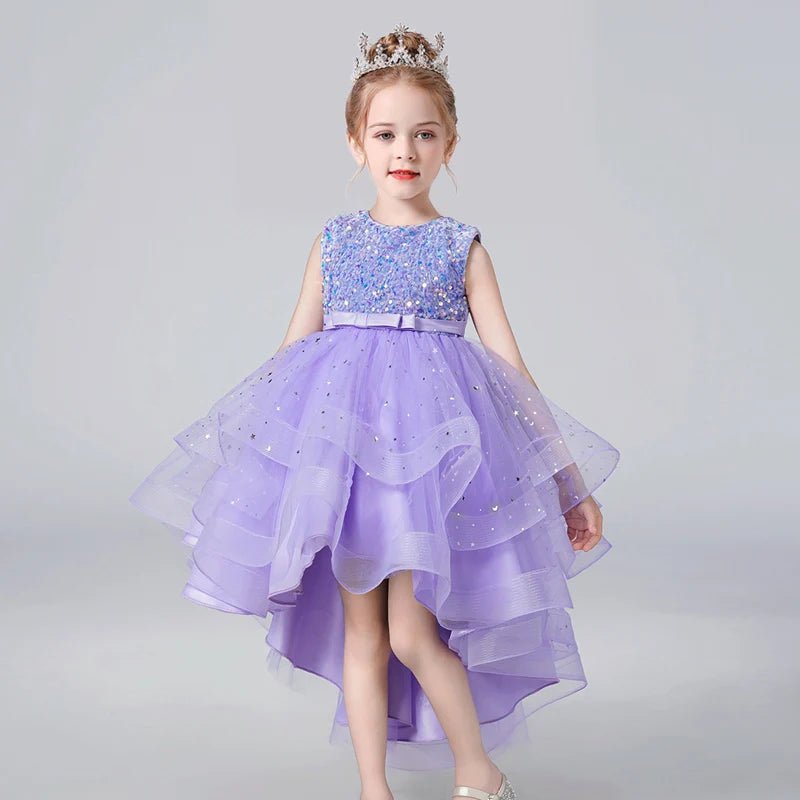 Sequin Lace Mesh Sleeveless Flower Girl Dress - Luzilly Bridal & Apparel