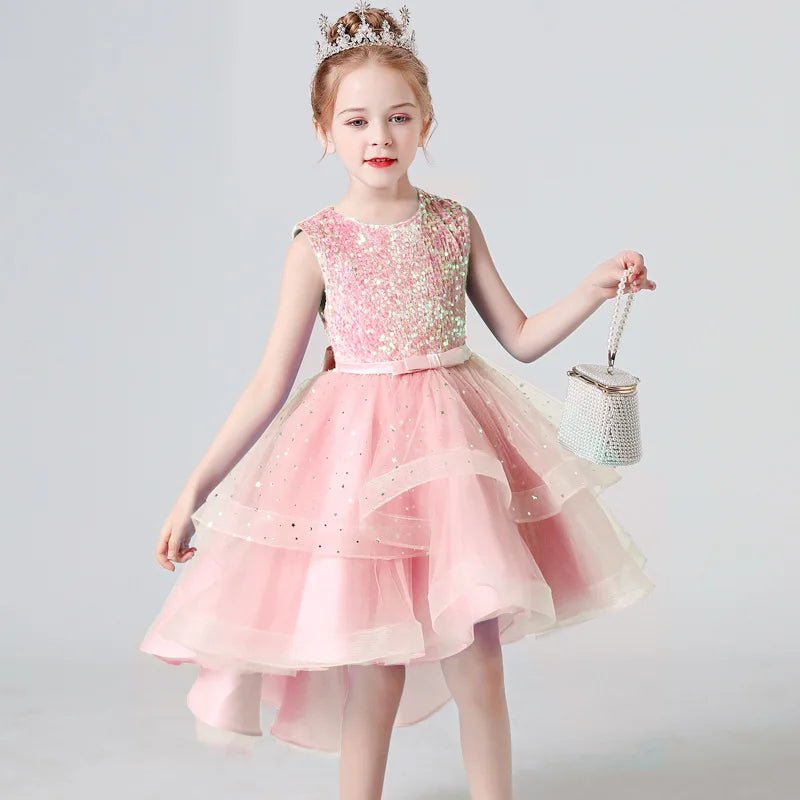 Sequin Lace Mesh Sleeveless Flower Girl Dress - Luzilly Bridal & Apparel