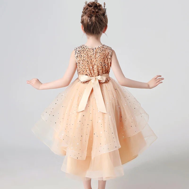Sequin Lace Mesh Sleeveless Flower Girl Dress - Luzilly Bridal & Apparel
