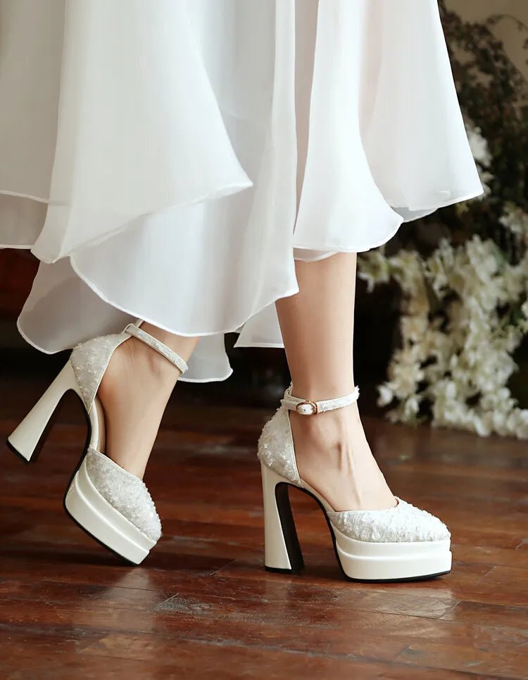 Sequin Platform Bridal Heels - Luzilly Bridal & Apparel