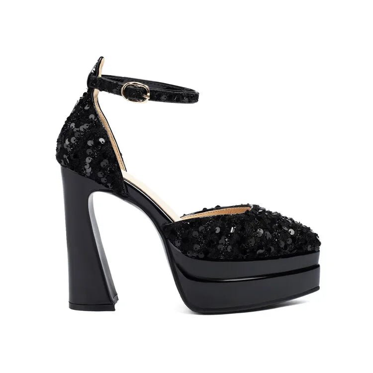 Sequin Platform Bridal Heels - Luzilly Bridal & Apparel