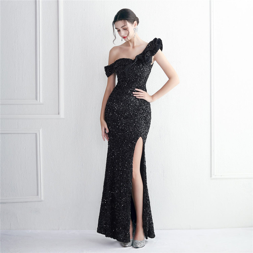 Sequin Ruffle Fishtail Cocktail Dress - Luzilly Bridal & Apparel