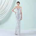 Sequin Slip Fishtail Evening Gown - Luzilly Bridal & Apparel