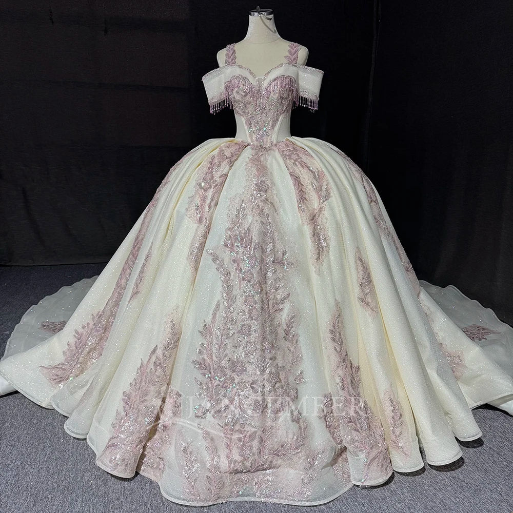 Sequin Sweetheart Ball Gown Wedding Dress with Court Train - Luzilly Bridal & Apparel