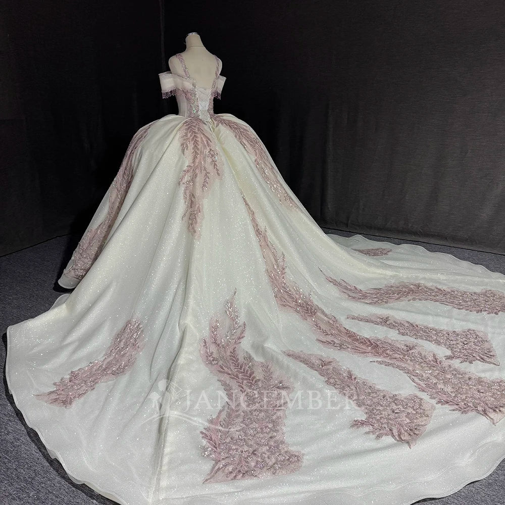 Sequin Sweetheart Ball Gown Wedding Dress with Court Train - Luzilly Bridal & Apparel