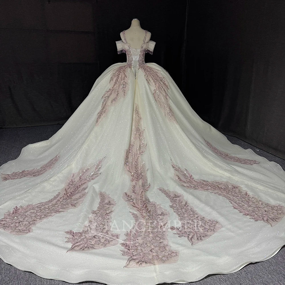 Sequin Sweetheart Ball Gown Wedding Dress with Court Train - Luzilly Bridal & Apparel