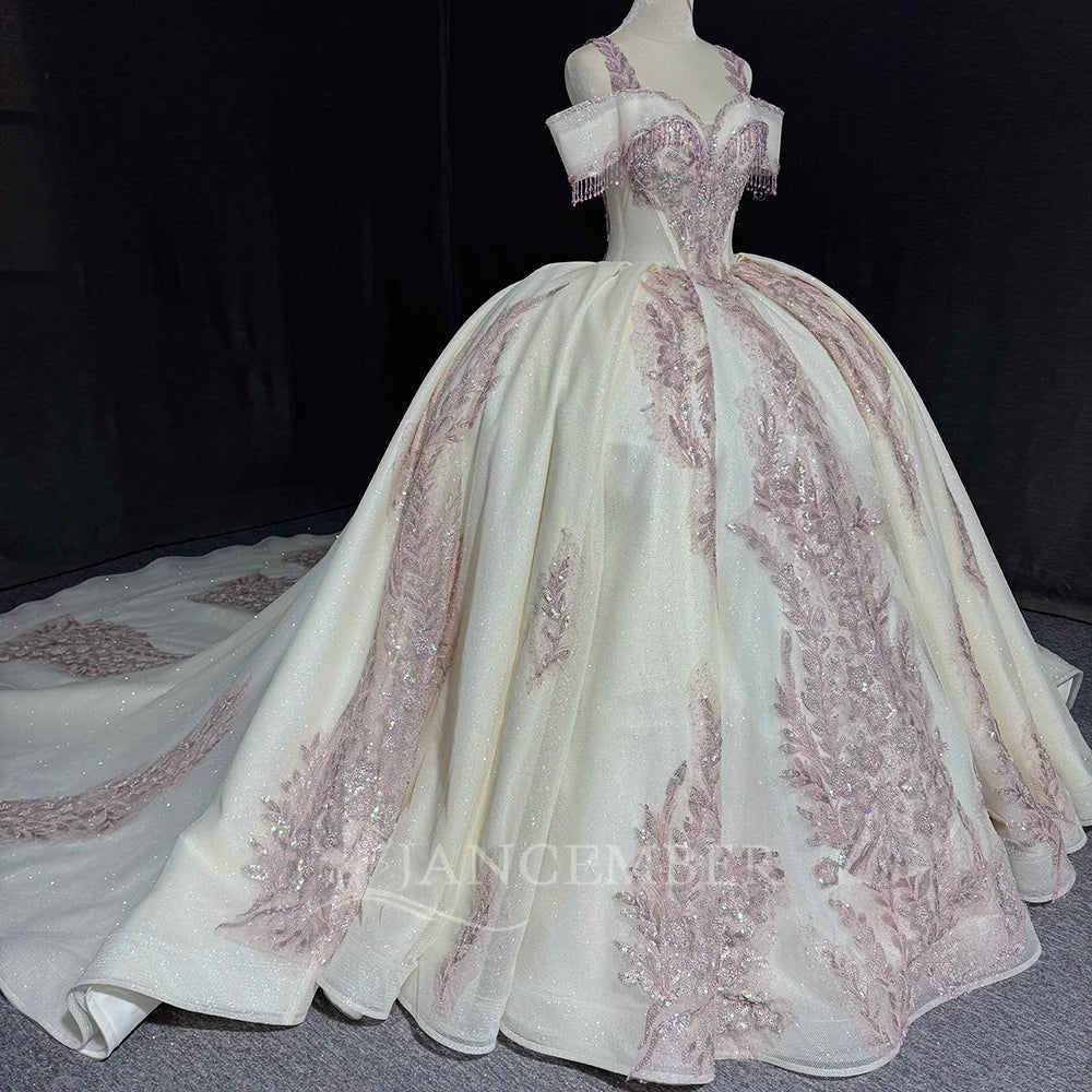 Sequin Sweetheart Ball Gown Wedding Dress with Court Train - Luzilly Bridal & Apparel