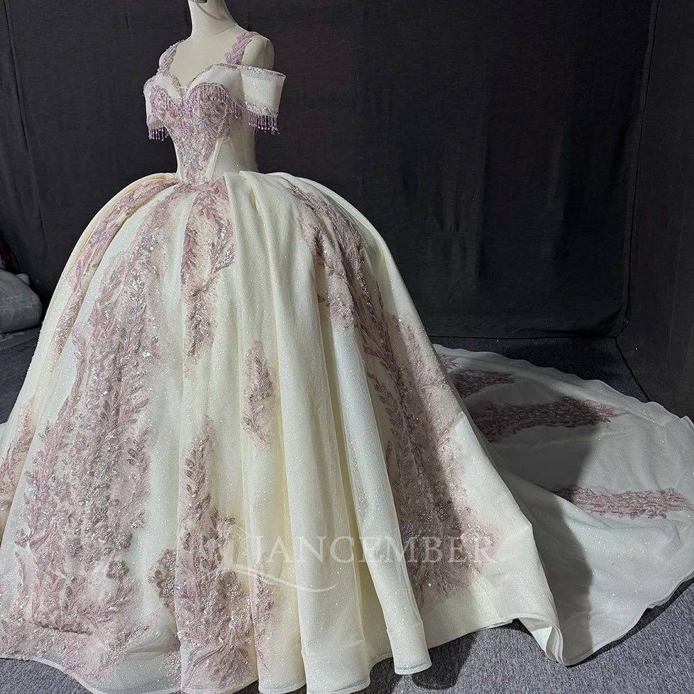 Sequin Sweetheart Ball Gown Wedding Dress with Court Train - Luzilly Bridal & Apparel