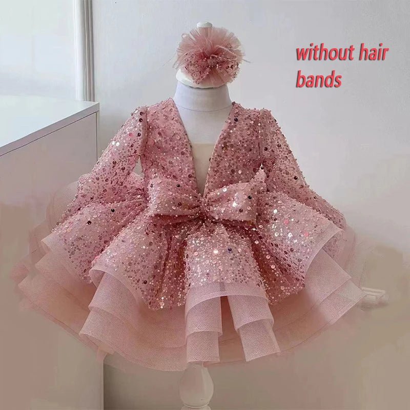 Sequined Ball Gown Flower Girl Dress - Luzilly Bridal & Apparel