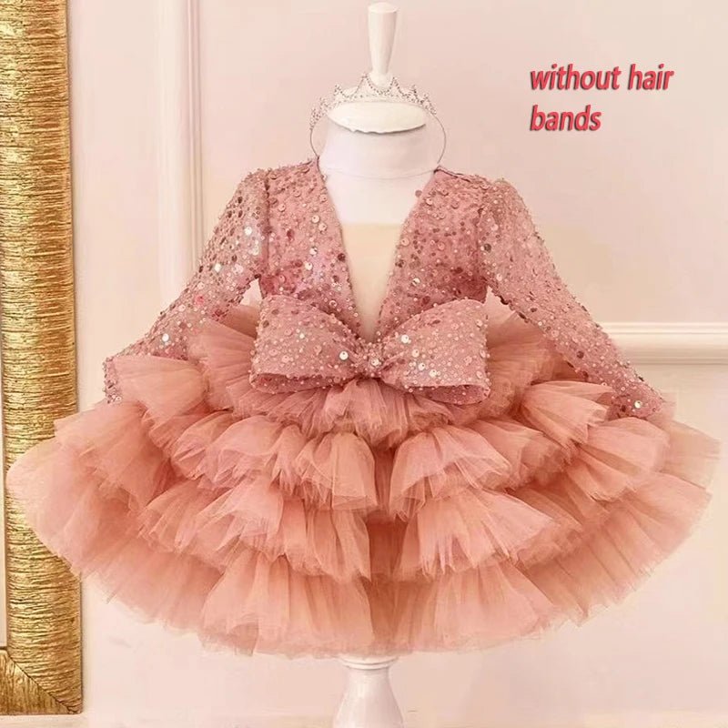 Sequined Ball Gown Flower Girl Dress - Luzilly Bridal & Apparel