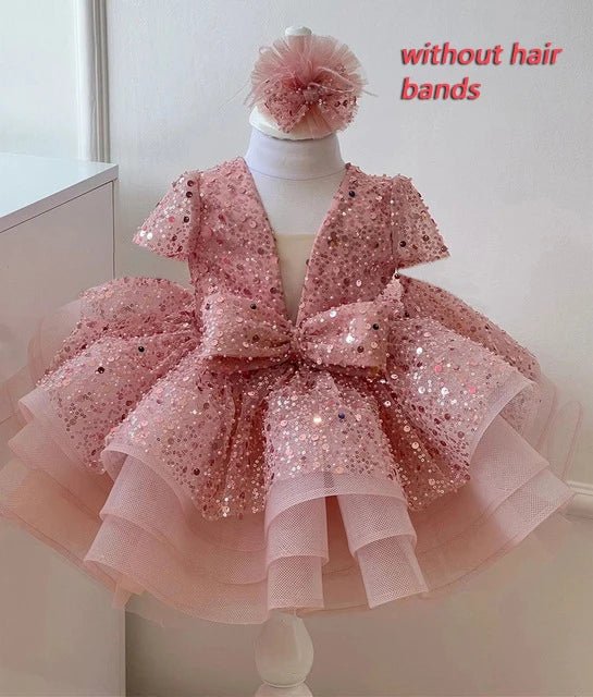 Sequined Ball Gown Flower Girl Dress - Luzilly Bridal & Apparel