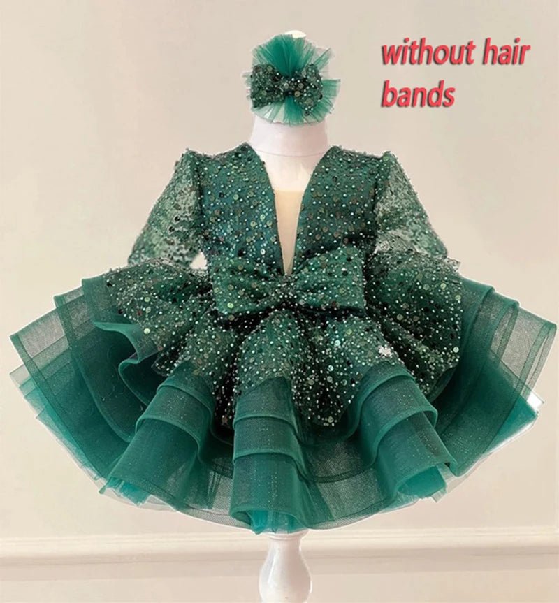 Sequined Ball Gown Flower Girl Dress - Luzilly Bridal & Apparel