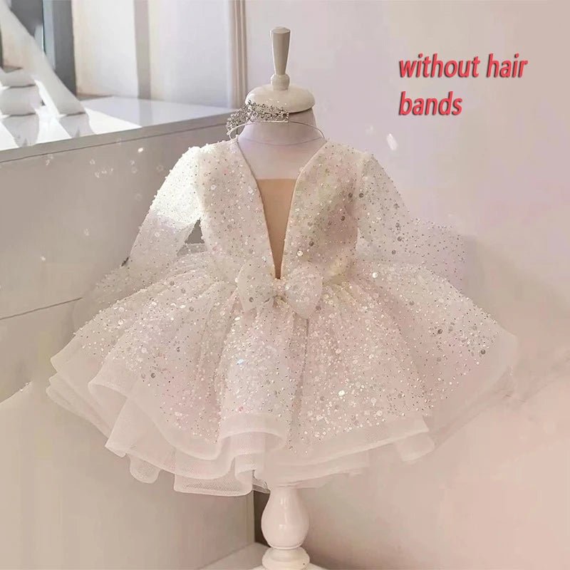 Sequined Ball Gown Flower Girl Dress - Luzilly Bridal & Apparel