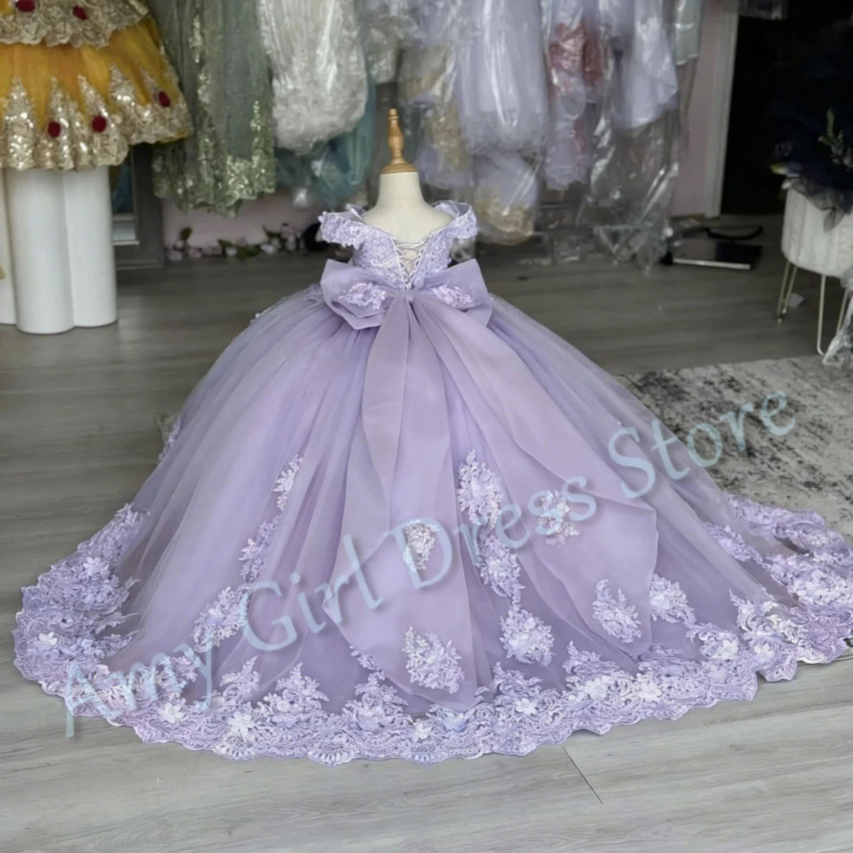 Sequined Blue Flower Girl Dress - Luzilly Bridal & Apparel