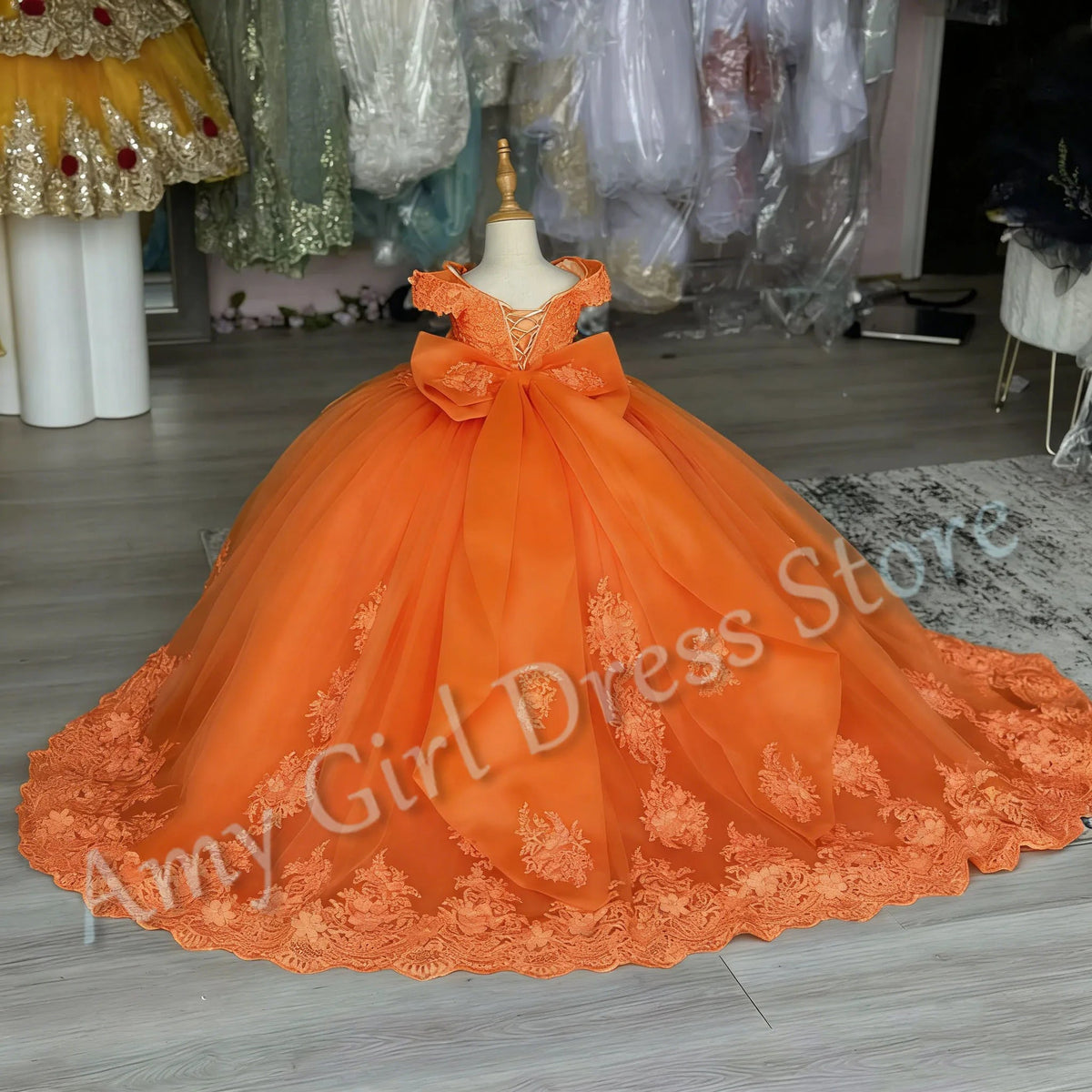 Sequined Blue Flower Girl Dress - Luzilly Bridal & Apparel