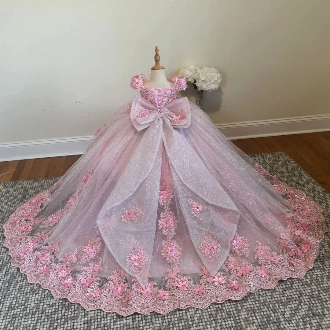 Sequined Blue Flower Girl Dress - Luzilly Bridal & Apparel
