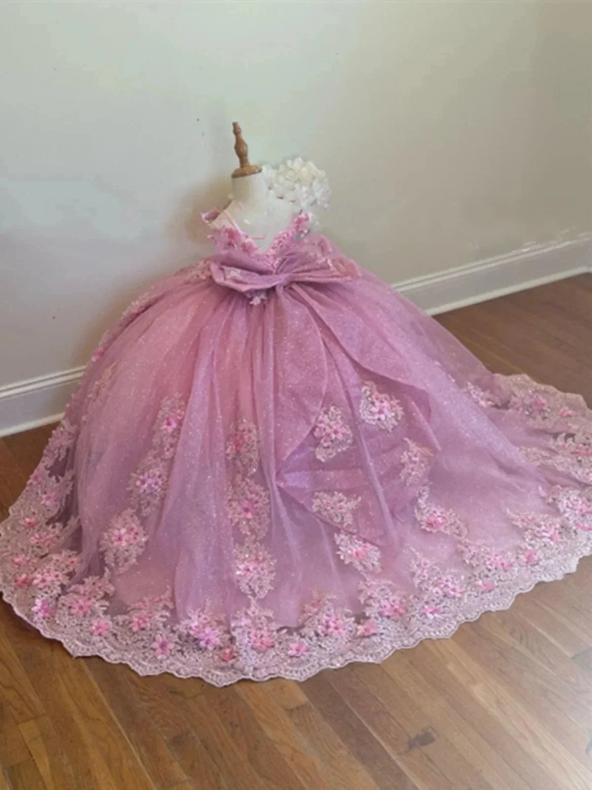 Sequined Blue Flower Girl Dress - Luzilly Bridal & Apparel