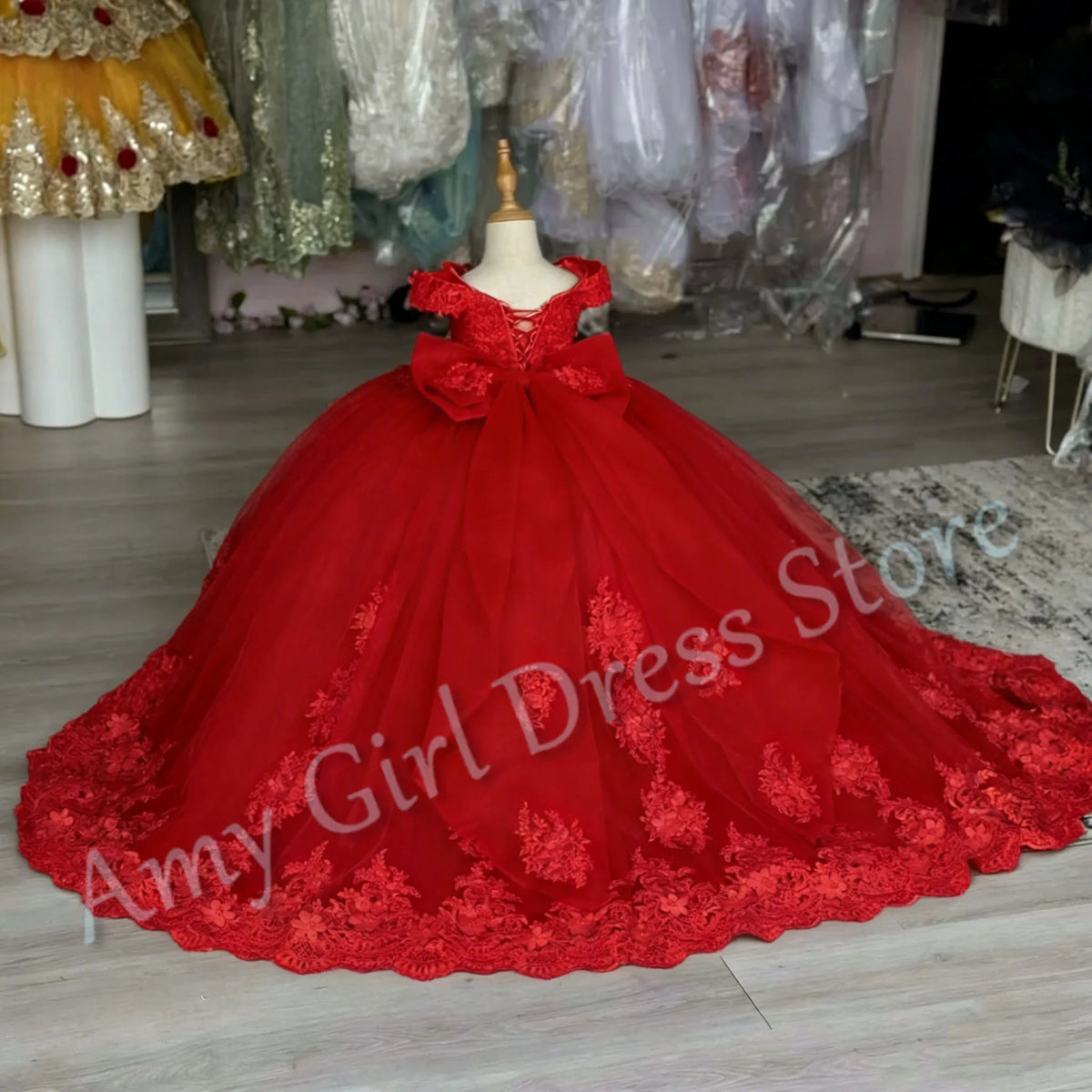 Sequined Blue Flower Girl Dress - Luzilly Bridal & Apparel