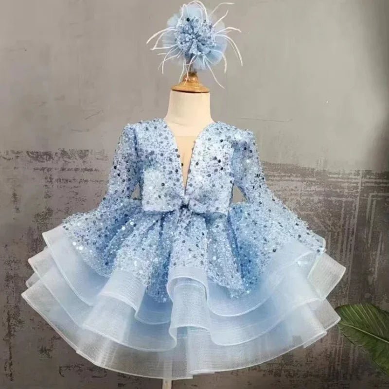 Sequined Organza Flower Girl Ball Gown - Luzilly Bridal & Apparel