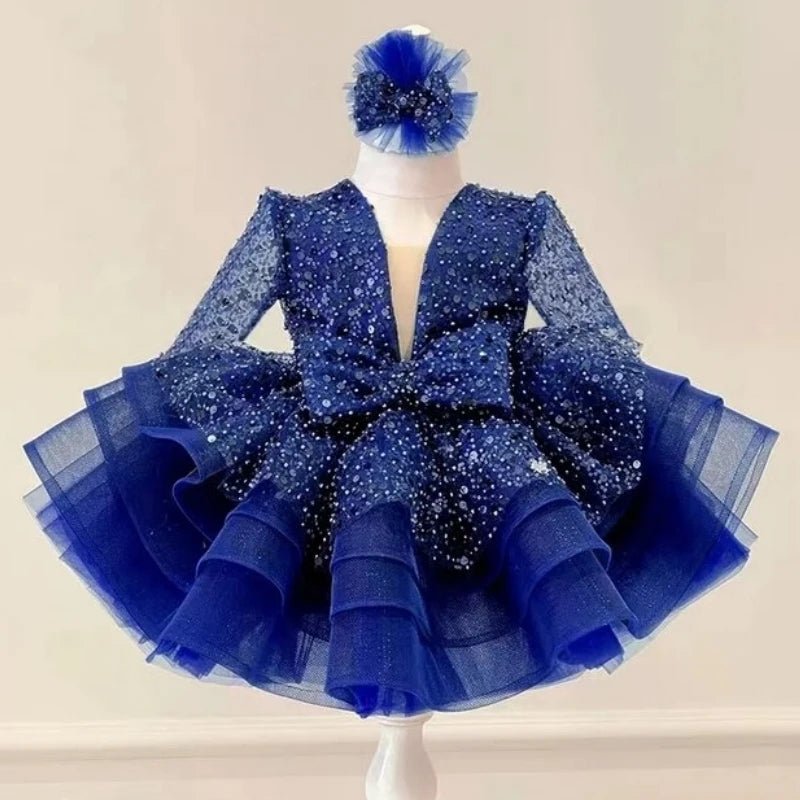Sequined Organza Flower Girl Ball Gown - Luzilly Bridal & Apparel