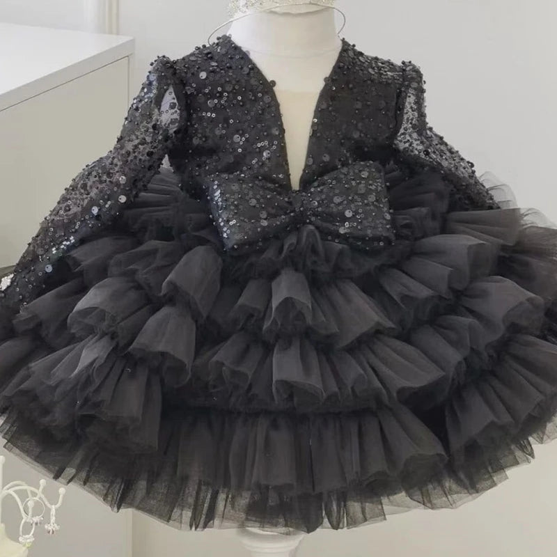 Sequined Organza Flower Girl Ball Gown - Luzilly Bridal & Apparel