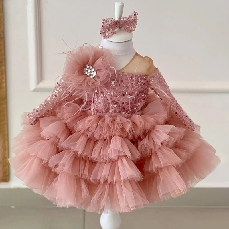Sequined Organza Flower Girl Ball Gown - Luzilly Bridal & Apparel
