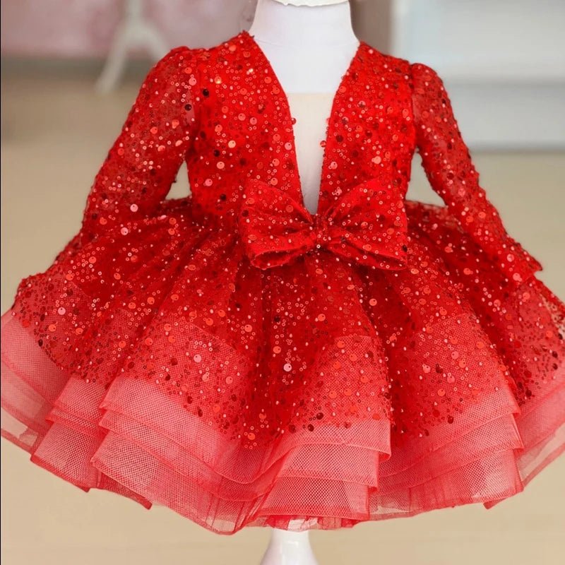 Sequined Organza Flower Girl Ball Gown - Luzilly Bridal & Apparel