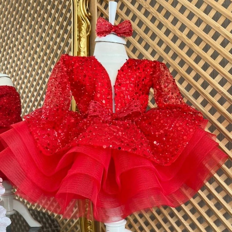 Sequined Organza Flower Girl Ball Gown - Luzilly Bridal & Apparel